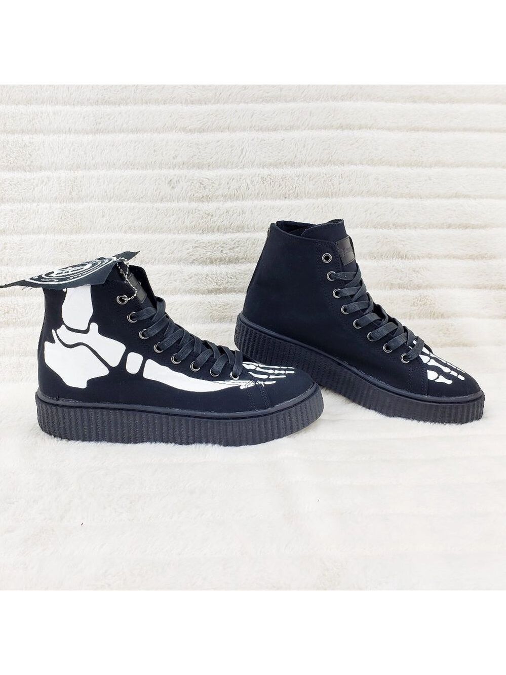 Demonia Sneeker Mens X-Ray Graphic Bone Creeper Sneaker Flame Tread Goth Punk - Picture 8 of 9